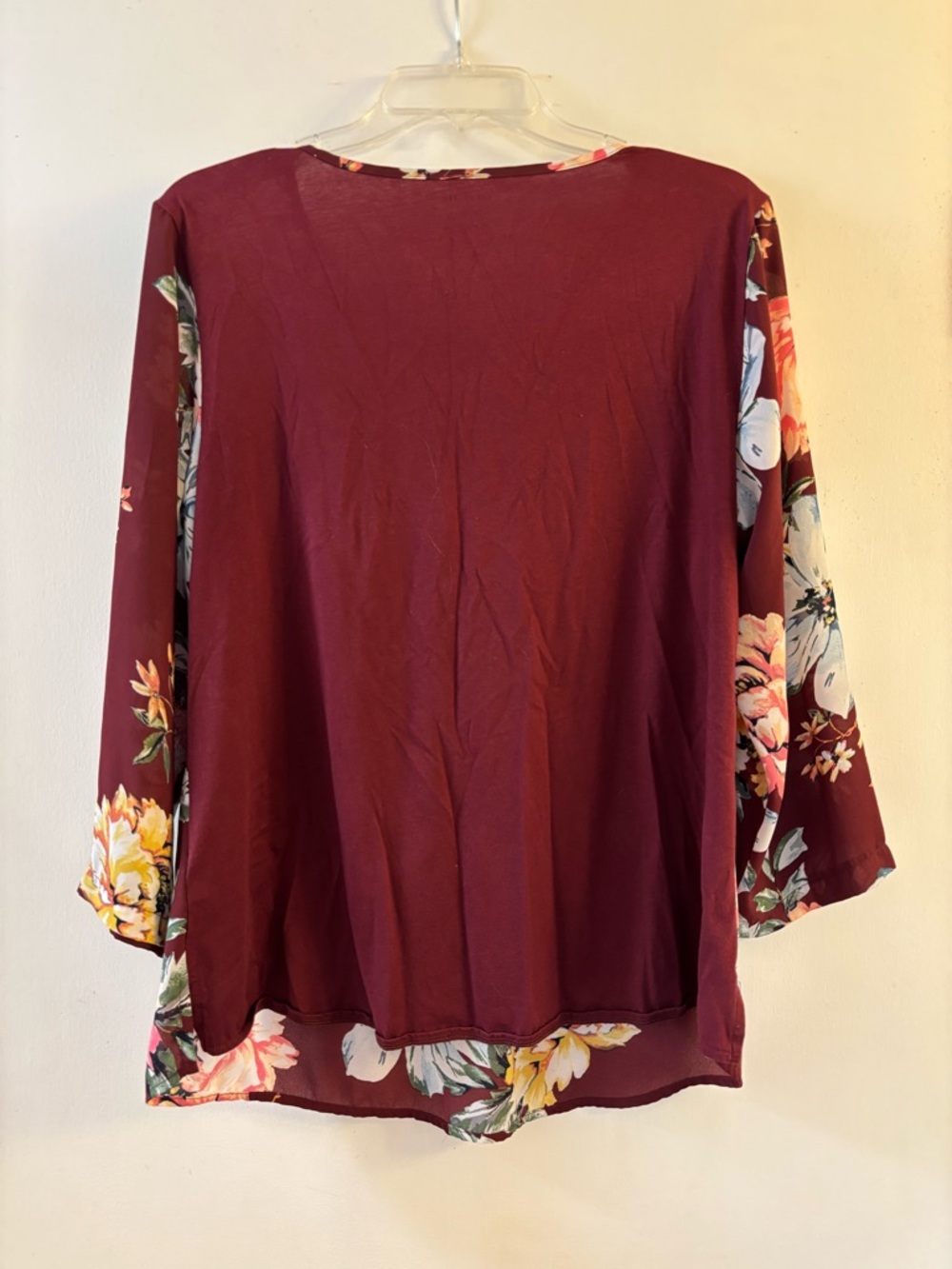 Van Heusen Maroon Floral Scoop Neck Blouse - Picture 2 of 2